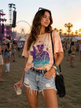 Celebrity Pink Peach Tie-Dye Crewneck Tee